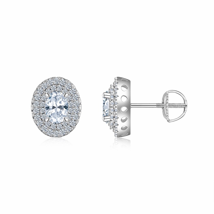 Lisette Oval Halo Stud Earrings