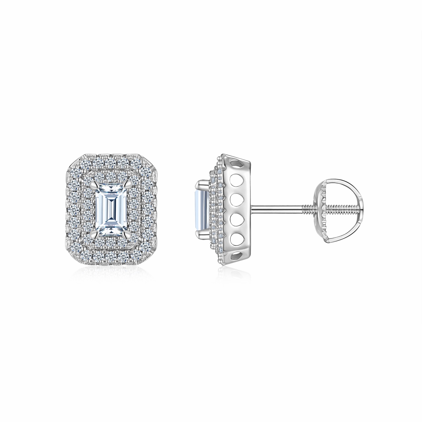 Josephine Emerald Halo Stud Earrings