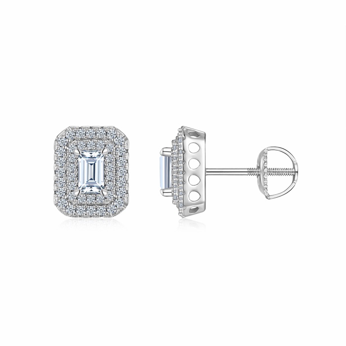 Josephine Emerald Halo Stud Earrings