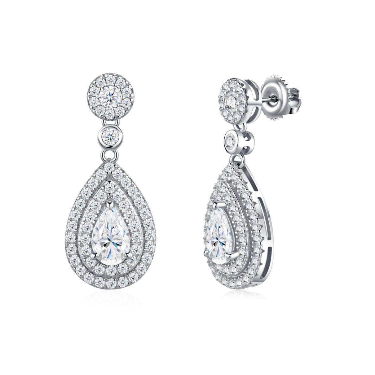 Philomene Pear Halo Drop Earrings
