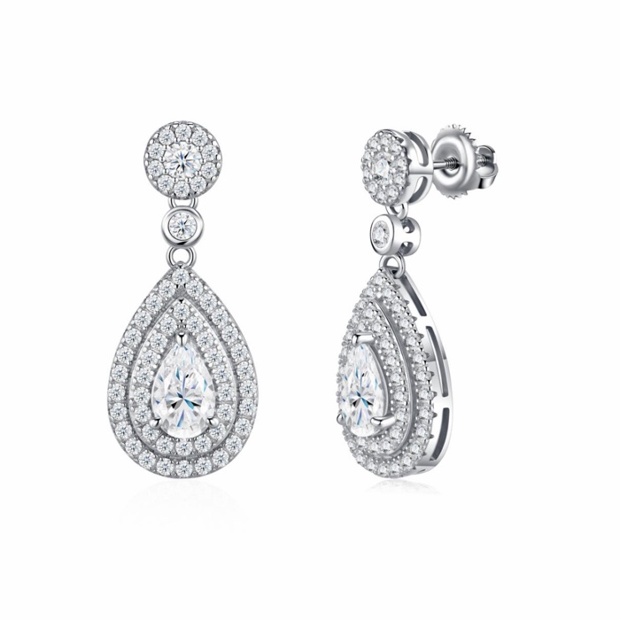 Philomene Pear Halo Drop Earrings