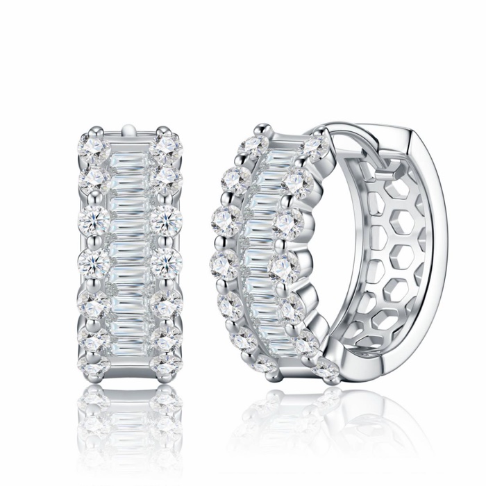Opaline Baguette Huggie Earrings