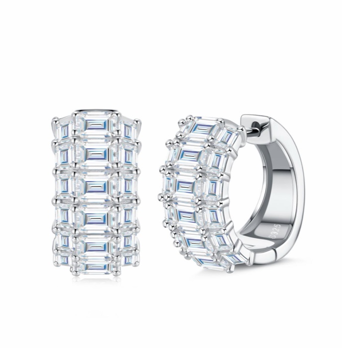 Rosalie Baguette Huggie Earrings