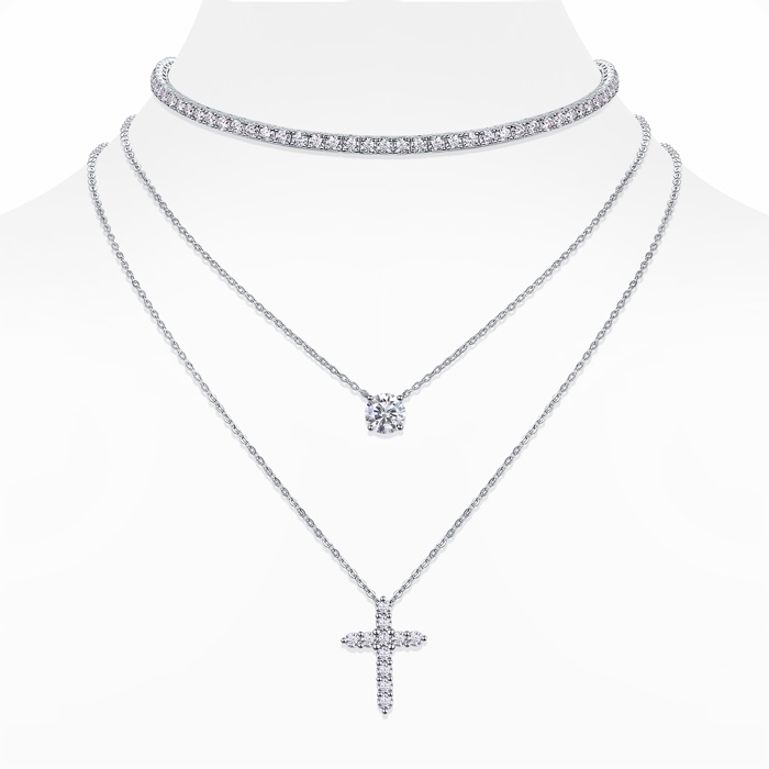 Rosamund Layered Cross Necklace