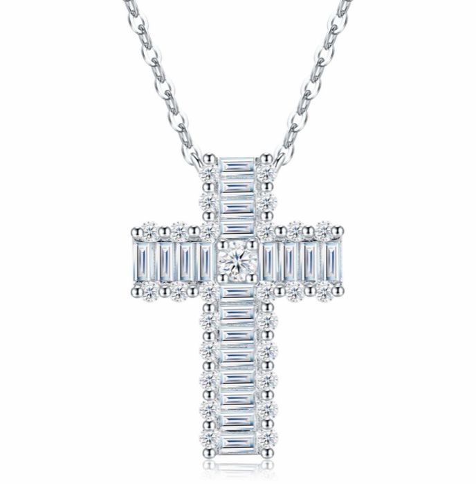 Evanthe Baguette Cross Necklace